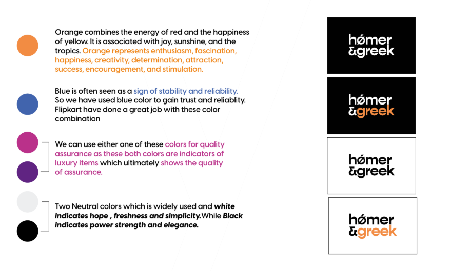 Homer and Greek brand identity style scapes - colour and typography system