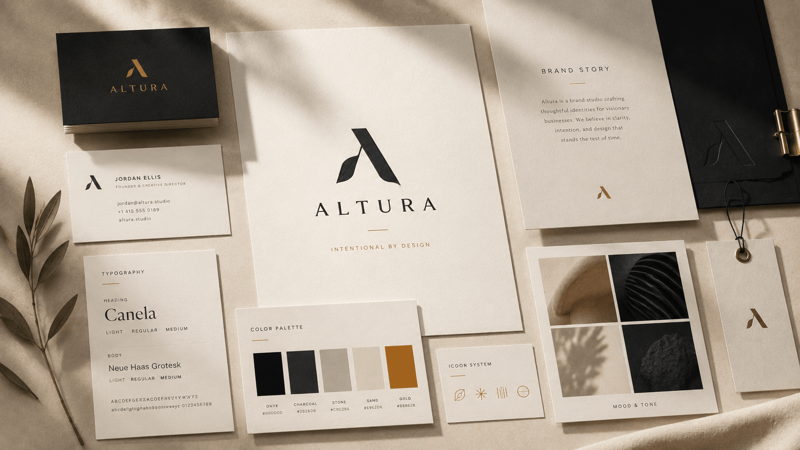 Real brand identity system showing mark, typography and color not AI slop